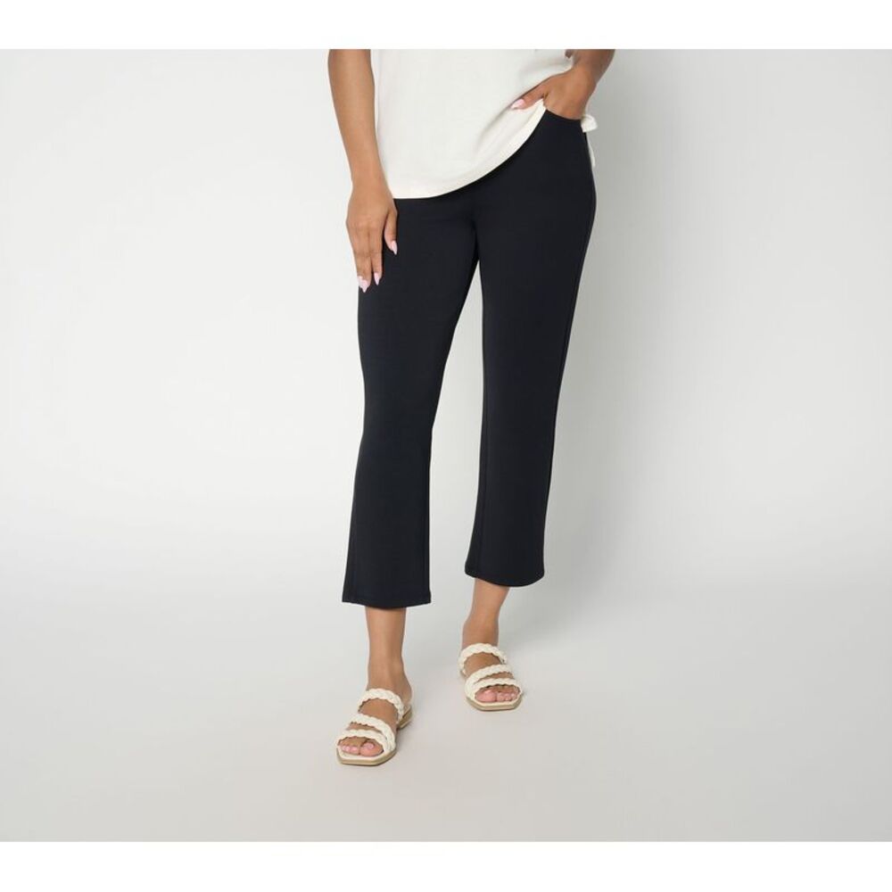 Belle by Kim Gravel Women's Pants Sz XL ScubaLuxe Pocket Crop Pant Black